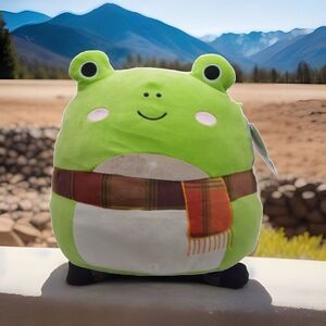 Squishmallows Original 30cm Wendy‎ The Green Frog with Plaid Scarf NWT
